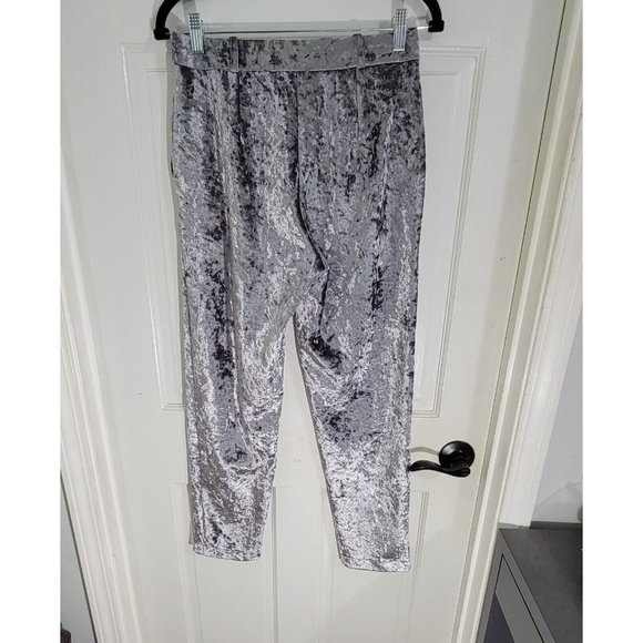 Topshop‎ Womens Silver Gray Bonded Velvet Pants Mid Rise Straight Leg Size 6 - Picture 7 of 14